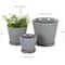 Blue Geometric Oval Patterned Ceramic Planter Set